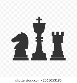 Vector illustration of chess icon in dark color and transparent background(PNG).