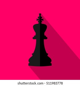 Vector illustration of chess king icon. Black chess king.