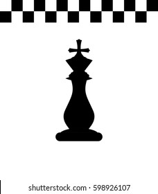 Vector illustration of chess king icon. Black chess king icon on white background.
