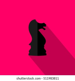 Vector illustration of chess knight icon. Black chess knight.
