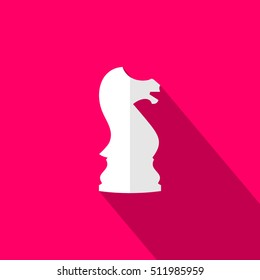 Vector illustration of chess knight icon. White chess knight.