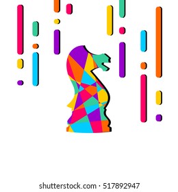 Vector illustration of chess knight icon. Chess knight in low poly style.