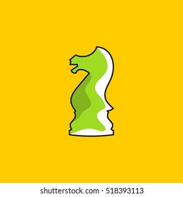 Vector illustration of chess knight icon. Colored flat design.