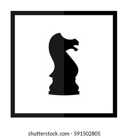 Vector illustration of chess knight icon. Black chess knight icon on white background.