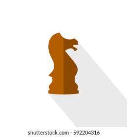 Vector illustration of chess knight icon. Brown chess knight icon on white background.