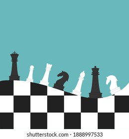 Vector illustration of chess on a chessboard.