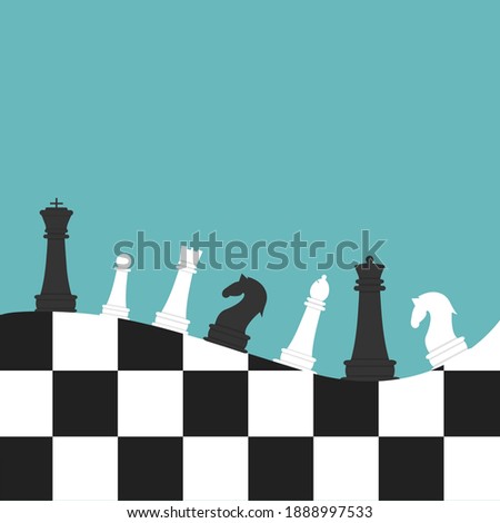 Vector illustration of chess on a chessboard.