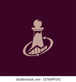 vector illustration of a chess pawn with chart and two arrows