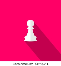 Vector illustration of chess pawn icon. White chess pawn.