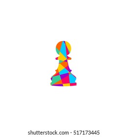 Vector illustration of chess pawn icon. Chess pawn in low poly style.