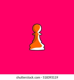 Vector illustration of chess pawn icon. Colored flat design.