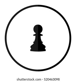 Vector illustration of chess pawn icon. Black chess pawn icon on white background.