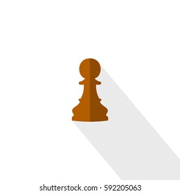 Vector illustration of chess pawn icon. Brown chess pawn icon on white background.