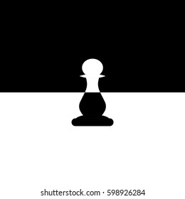 Vector illustration of chess pawn icon. Black and white.