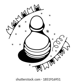 Ilustración vectorial con un peón de ajedrez. Aislado sobre un fondo blanco. Ilustraciones de garabatos.