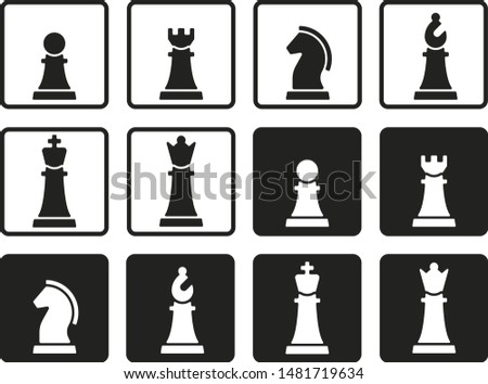 Vector illustration. Chess pieces in flat and geometric style.