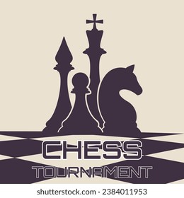 vector illustration with chess pieces silhouette