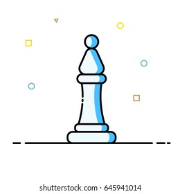 Vector illustration of chess pieces in the style of a line. Bishop