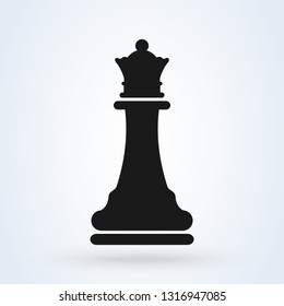 Vector illustration of chess queen icon. Black chess