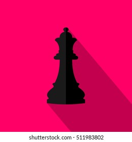 Vector illustration of chess queen  icon. Black chess queen.