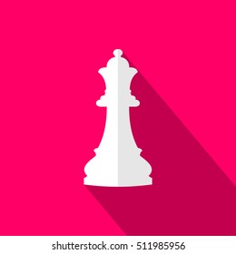 Vector illustration of chess queen icon. White chess queen. 