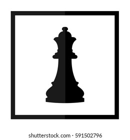 Vector illustration of chess queen icon. Black chess queen icon on white background.
