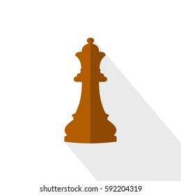 Vector illustration of chess queen icon. Brown chess queen icon on white background.
