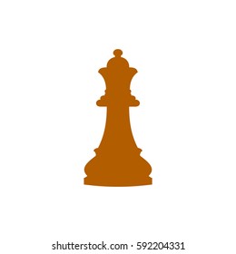 Vector illustration of chess queen icon. Brown chess queen icon on white background.