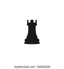 Vector illustration of chess rook icon. Black chess rook icon on white background.