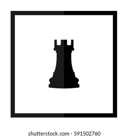 Vector illustration of chess rook icon. Black chess rook icon on white background.