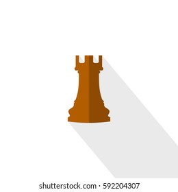 Vector illustration of chess rook icon. Brown chess rook icon on white background.