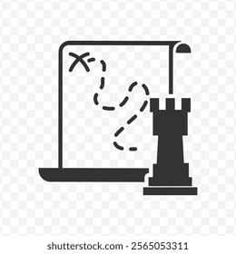 Vector illustration of chess strategy icon in dark color and transparent background(PNG).