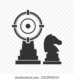 Ilustración vectorial del icono de estrategia de ajedrez en color oscuro y fondo transparente (png).