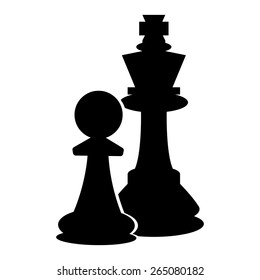 Vector illustration of chess. Two figures. Black and white icon.