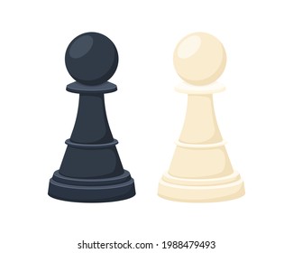 Vector illustration of chess. Two pawns isolated on a white background. Chess pieces in cartoon style
