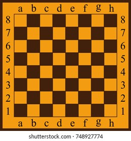 Vector illustration of a chessboard. Yellow and brown cells.