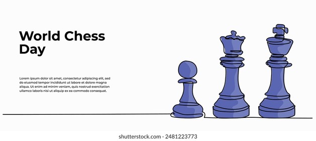 Vector illustration of chess.Modern flat in continuous line style.