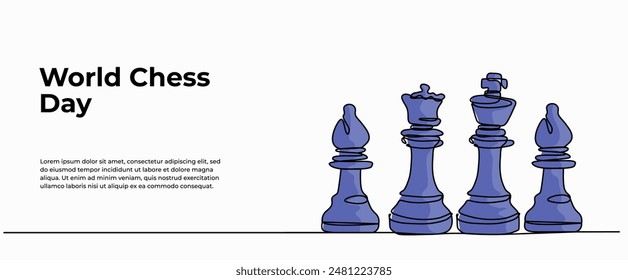 Vector illustration of chess.Modern flat in continuous line style.