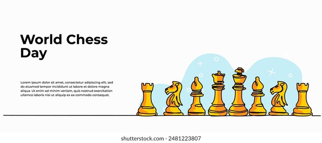 Vector illustration of chess.Modern flat in continuous line style.