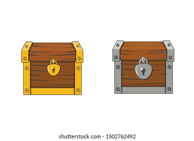 Vector illustration of a chest. Closed antique box. Wooden mysterious casket. flat box icon.