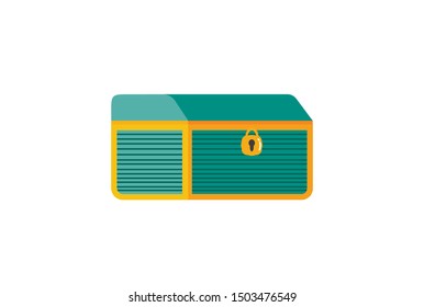 Vector illustration of a chest. Closed antique box. Wooden mysterious casket. flat box icon.