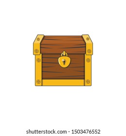 Vector illustration of a chest. Closed antique box. Wooden mysterious casket. flat box icon.