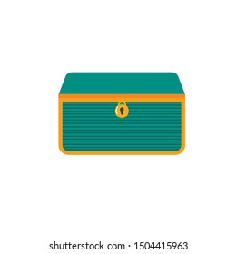 Vector illustration of a chest. Closed antique box. Wooden mysterious casket. flat box icon.