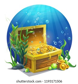 Vector illustration chest with coins