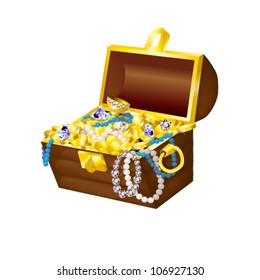 vector illustration of chest with treasure