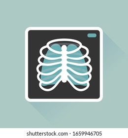 vector illustration chest x-ray image, lung radiography / health care, safety equipment concept / flat, isolated, sign and icon template 