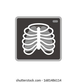 vector illustration chest x-ray image, lung radiography / health care, safety equipment concept / flat, isolated on white, sign and icon template