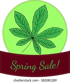 Vector illustration of a chestnut leaf badge designed for sale