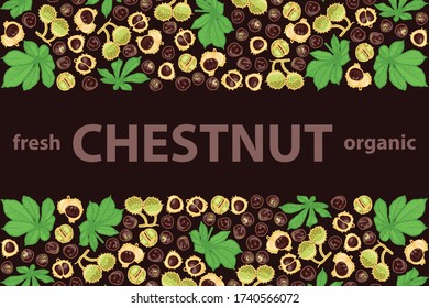 vector illustration of chestnut and leaf design background brown text fresh organic EPS10