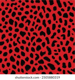  vector illustration of a Chetah fur pattern in bright red and black.